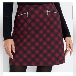 Maurices Red & Black Buffalo Plaid Knit Skirt NWT Size 22W